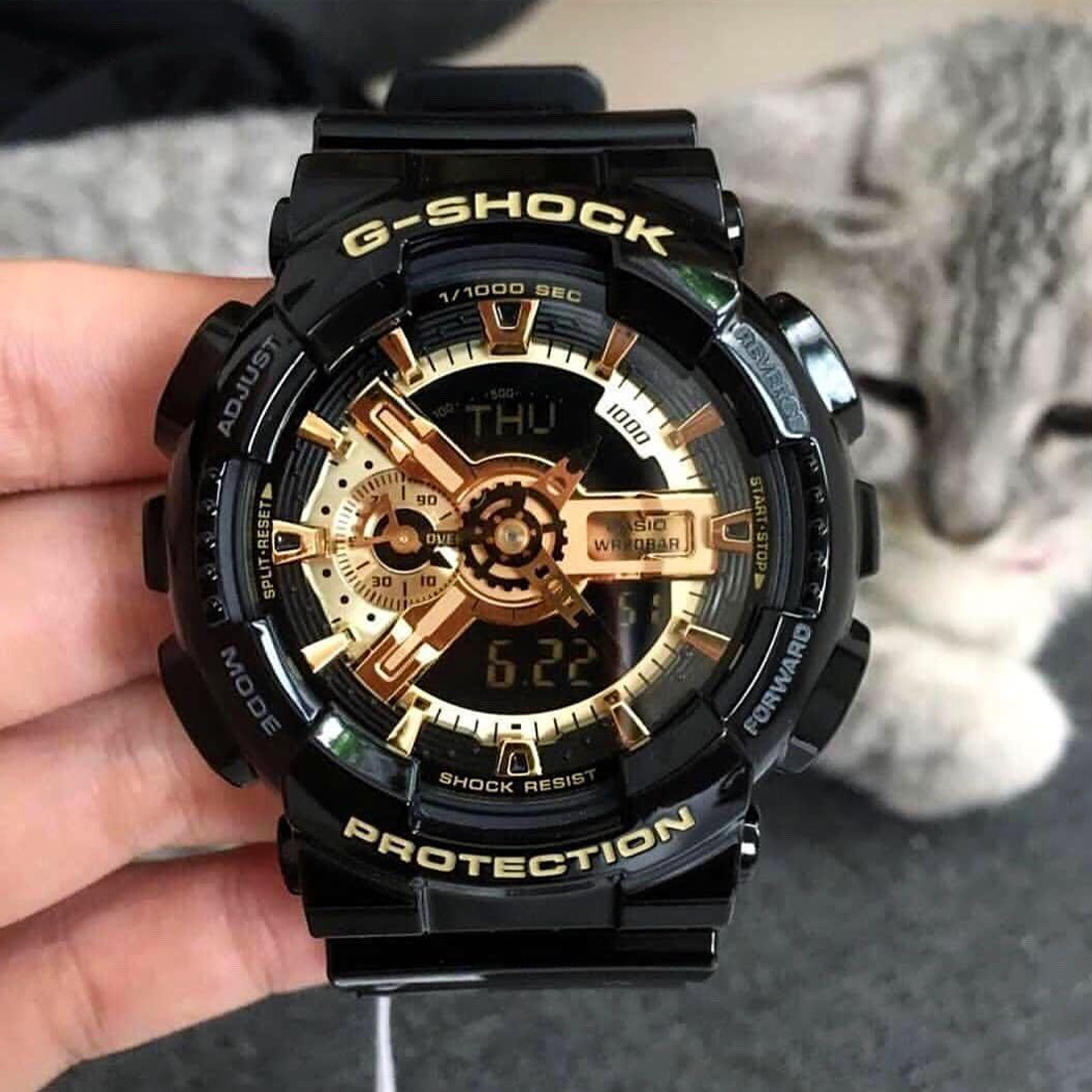 Casio G-Shock - Reloj militar GA-110 para hombre, negro/dorado, talla  única, Oro, talla única , Cronógrafo, digital